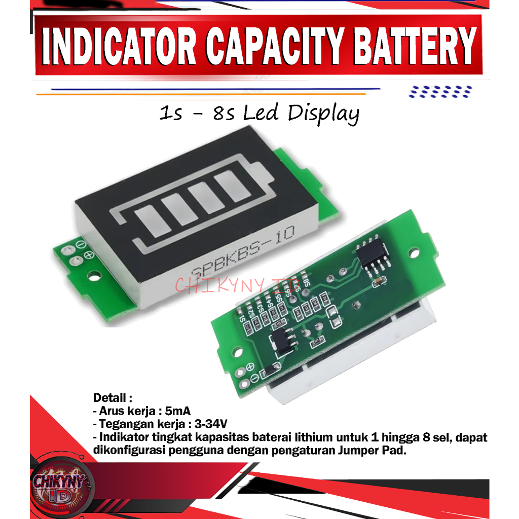 INDIKATOR KAPASITAS BATERAI LED INDIKATOR 1S - 8S