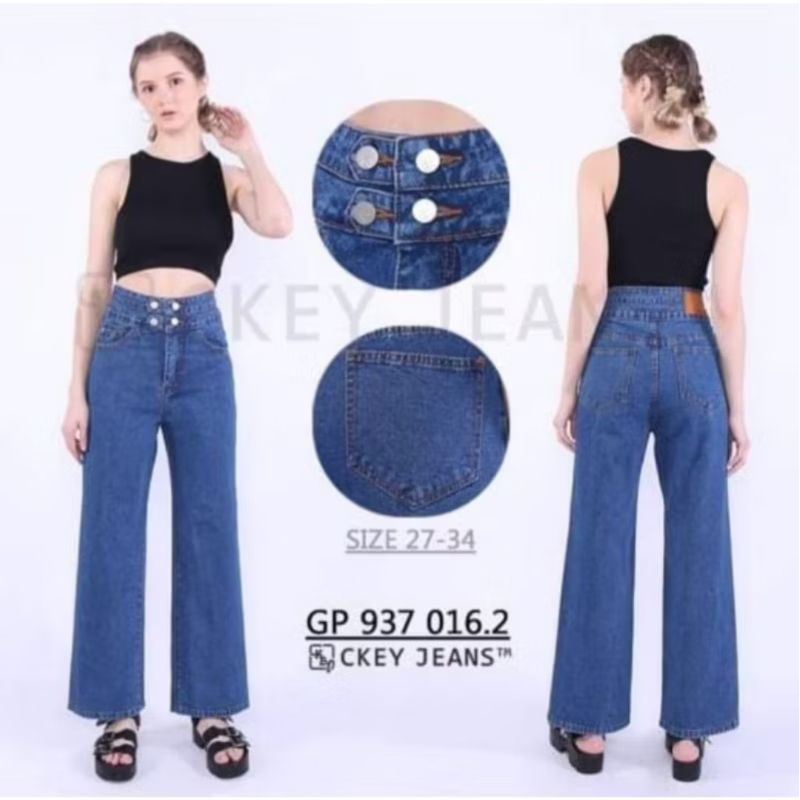 R&I - Kulot Loose CKEY Jeans Kancing 4 Premium Quality - Non Stretch