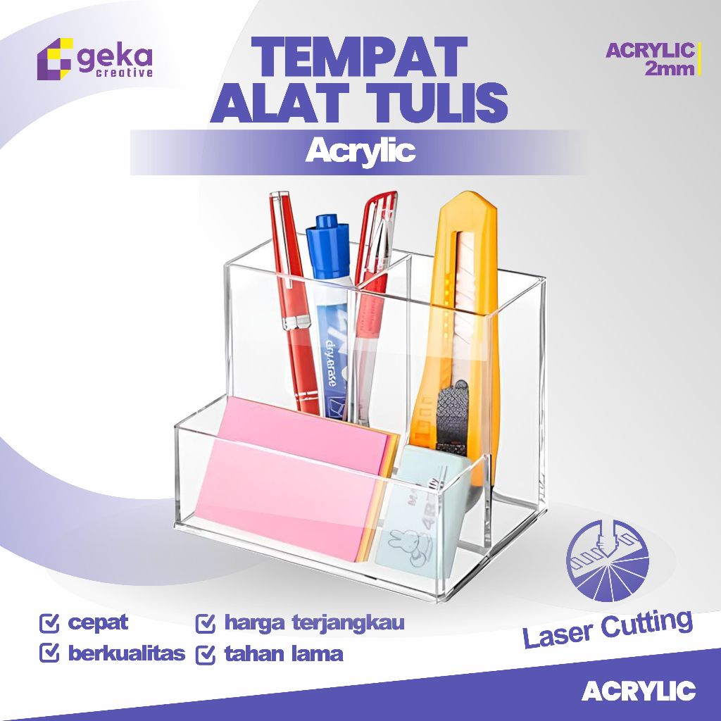 organizer pulpen Akrilik Rak Pensil Acrylic Display Stand Holder. geka laser (type-gk3) Tempat Pensi
