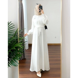 KALEAOUTFIT - QIQI MAXI DRESS LENGAN PUFFY BAHAN CRINKLE PREMIUM - GAMIS JUMBO MURAH WARNA FUCHIA FA