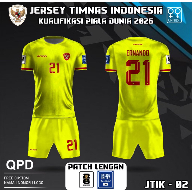 Setelan dewasa lengan pendek atasan dan bawahan jersey timnas indonesia kualifikasi 2025/2026 baju b