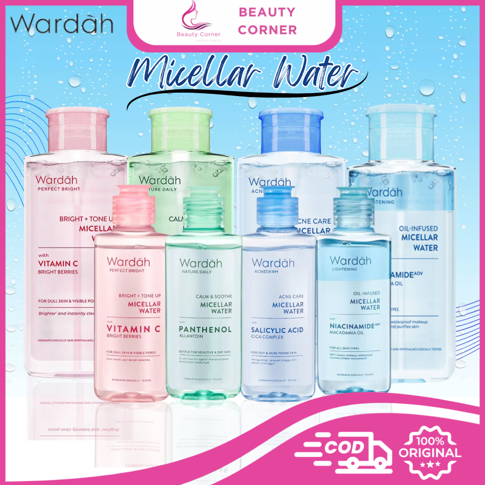 Wardah Micellar Water Series Lightening | Acnederm | Perfect Bright | Nature Daily