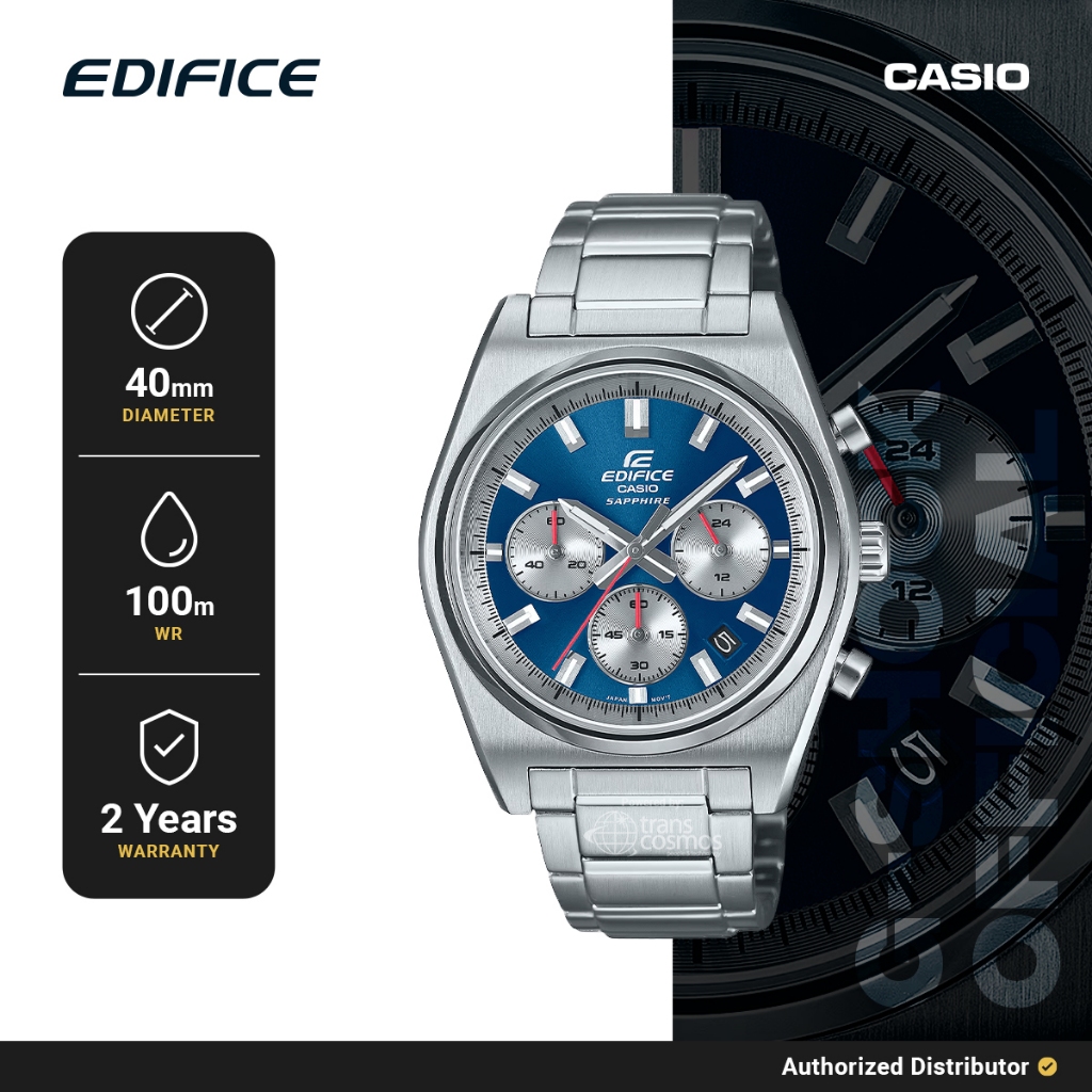 Casio Edifice EFB-730D-2AVUDFJam Tangan Pria Analog Original Silver Blue Sapphire
