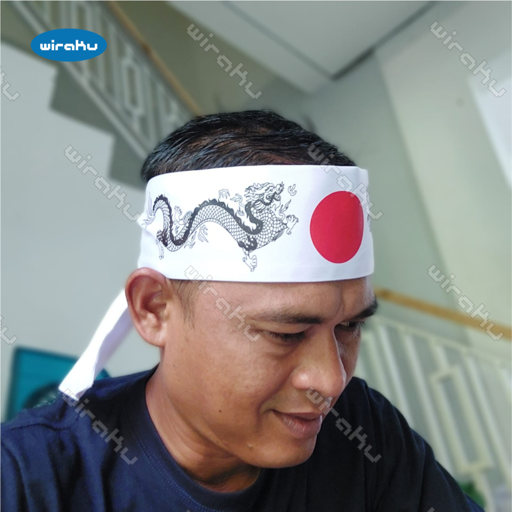 Hachimaki PUTIH headband ikat kepala jepang desain huruf kanji terlaris