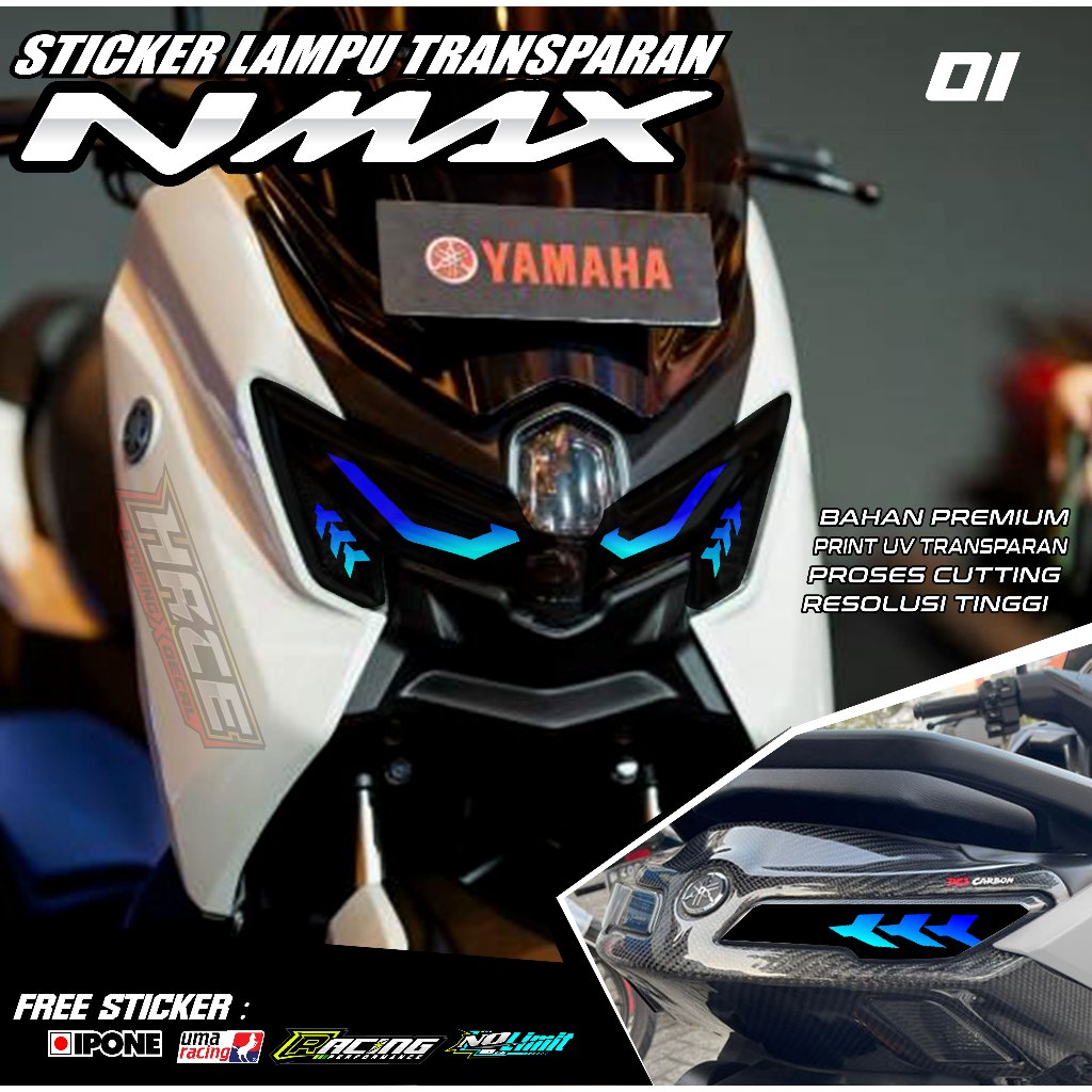 KODE 01 STICKER VARIASI ALIS LAMPU MOTOR NMAX TURBO/NEO - STICKER VARIASI LAMPU MOTOR NMAX TURBO/ NE