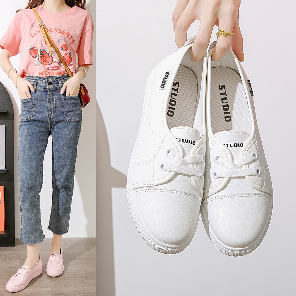 Sepatu Perempuan Kasual Sepatu Wanita Putih Flat Spatu Cewek Jalan Santai Terbaru SP-345