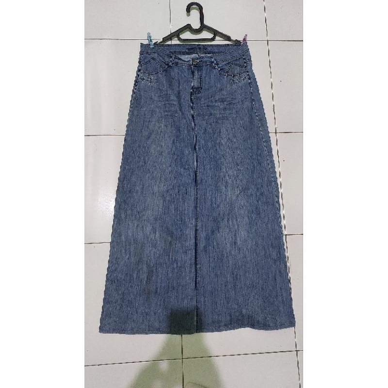 preloved rok panjang jeans / rok span korea / baju atasan murah / korea kekinian / blouse vintage, b