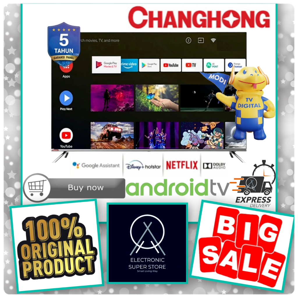 LED CHANGHONG L43H7 L-43H7 L 43H7 ANDROID SMART TV FRAMELESS TECHNOLOGY 43 INCH CHANGHONG TV LED YOU