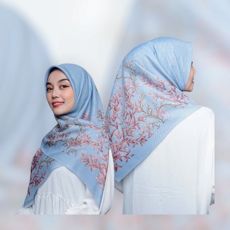 Hijab Segi Empat Voal Motif Warna Denim
