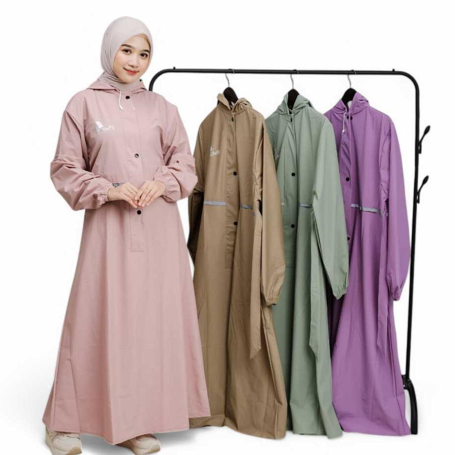 TERLARIS Jas Hujan Dewasa Mantel Gamis Syar'i Wanita Muslimah / Mantel Wanita Jumbo Waterproof