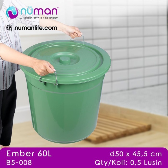 Numan - Ember Air Plastik Besar 60 Liter Dengan Tutup Warna