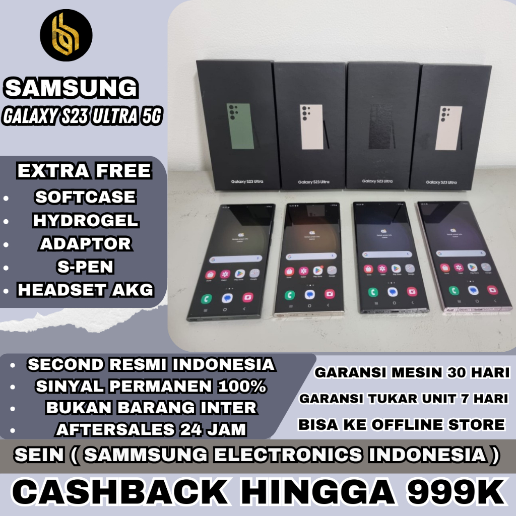 SEIN Samsung Galaxy S23 & S22 Ultra 5GB 1TB 512GB 256GB 128GB Second Fullset Resmi Original Indo