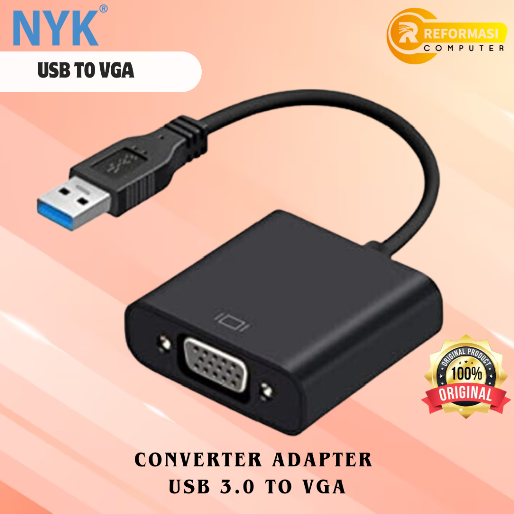 NYK CONVERTER USB TO VGA , ADAPTER USB 3.0 TO VGA
