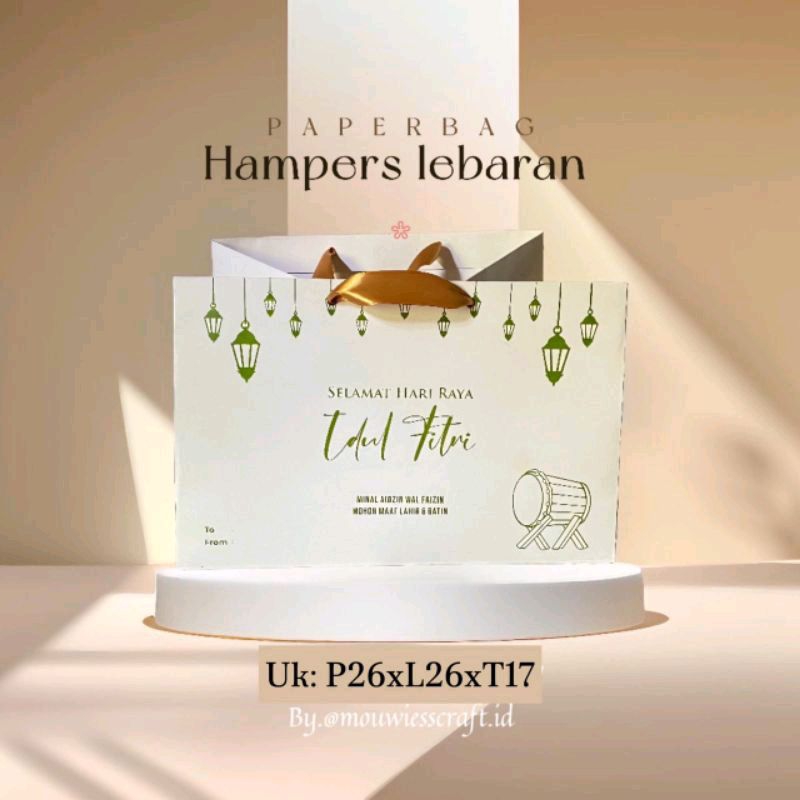 

Ready Paper bag hampers lebaran handle pira bahan ivory glossy Tebal,kuat,rapi