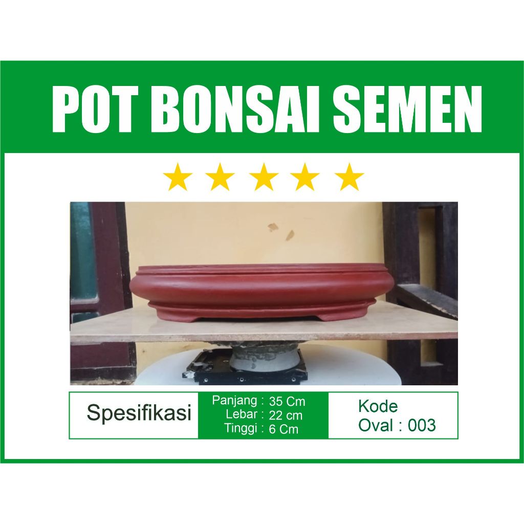 Pot Bonsai Oval Ceper Gaya Klasik Berbahan Semen / Pot Tanaman Hias / Pot Semen