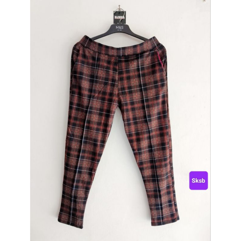 Celana kotak / Celana baggie kotak / Celana wanita murah / Celana motif kotak