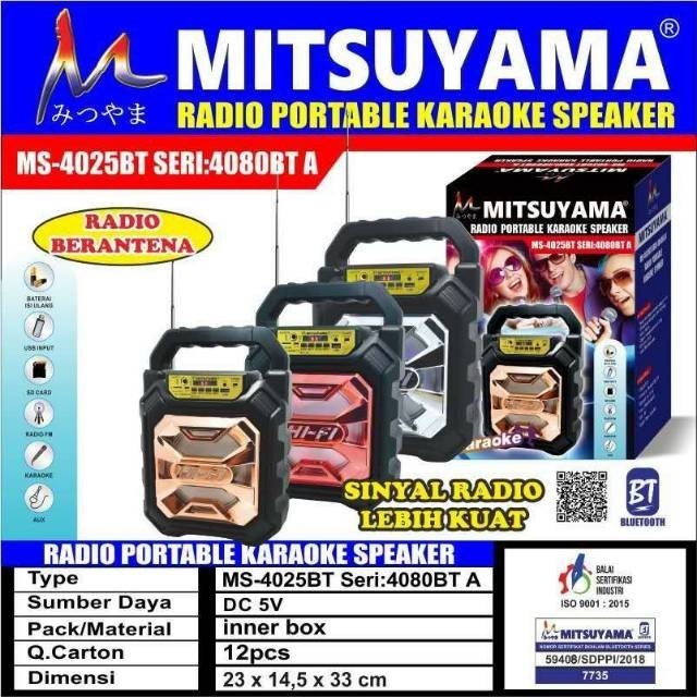 Radio Berantena Portable Karaoke Speaker Mitsuyama MS-4025 Seri 4080BT