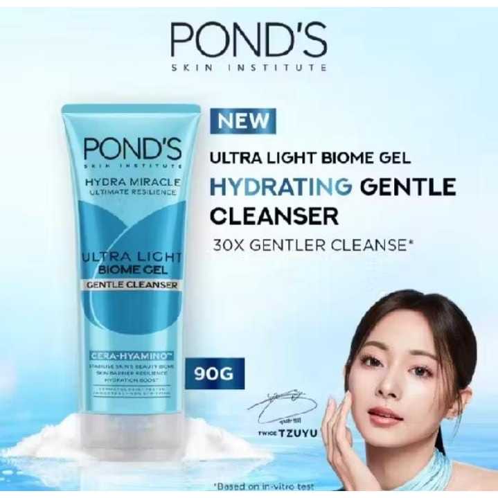 Sabun Cuci Muka Ponds Hydra Miracle Ultra Light Biome Gel Gentle Cleanser - Hydrating Facial Wash 90
