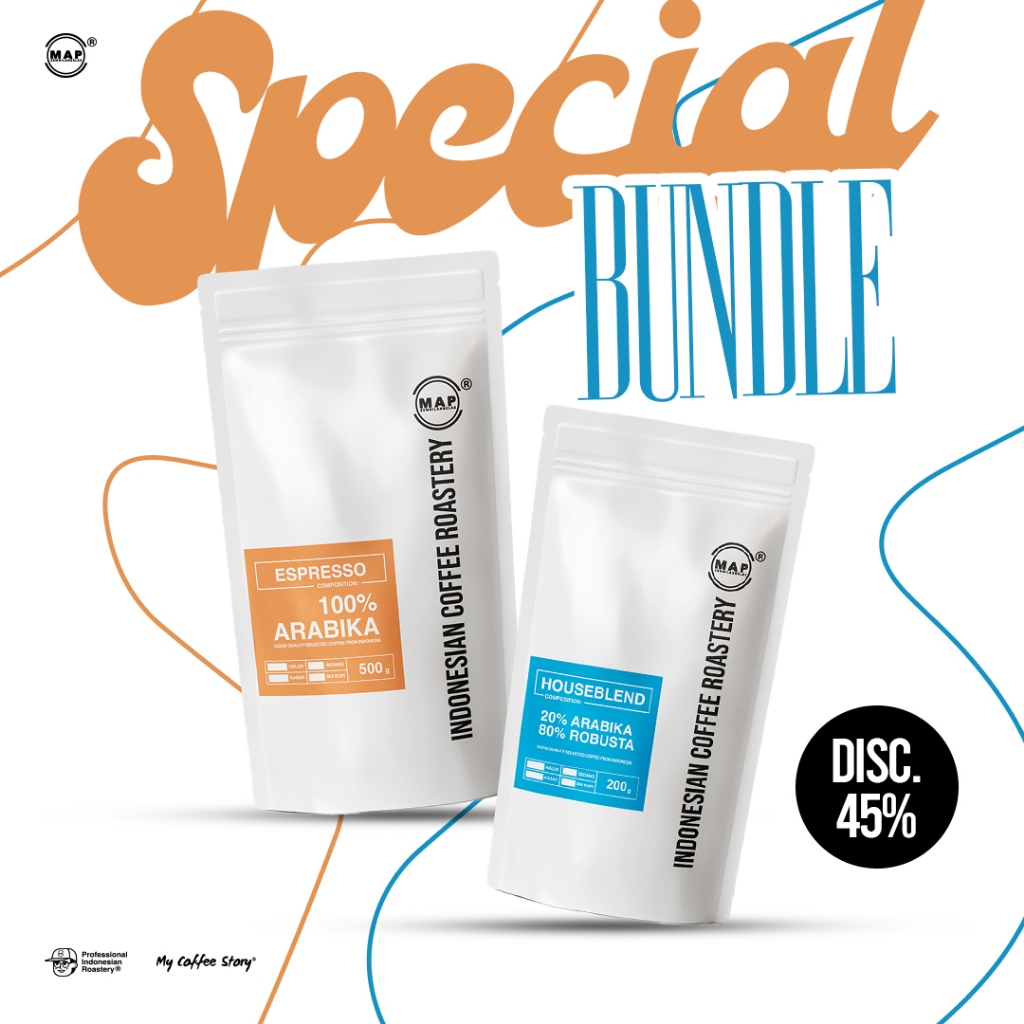 

Celebrate Ramadan Special Bundling MAP19 Coffee Pure Arabika 500g 100% Arabika + MAP19 Coffee Houseblend 200g 20% Arabika 80% Robusta Biji Kopi Indonesia