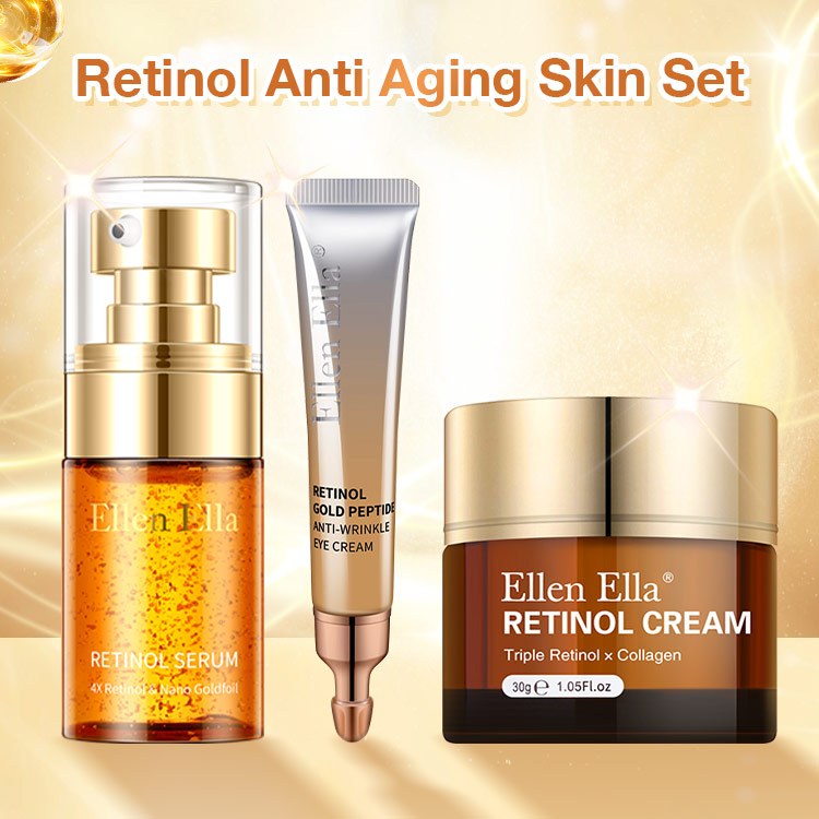 [Ready] ELLEN ELLA Retinol Set 3pcs Retinol Serum Flek Hitam dan Glowing Ampuh bpom Cream Mata Panda