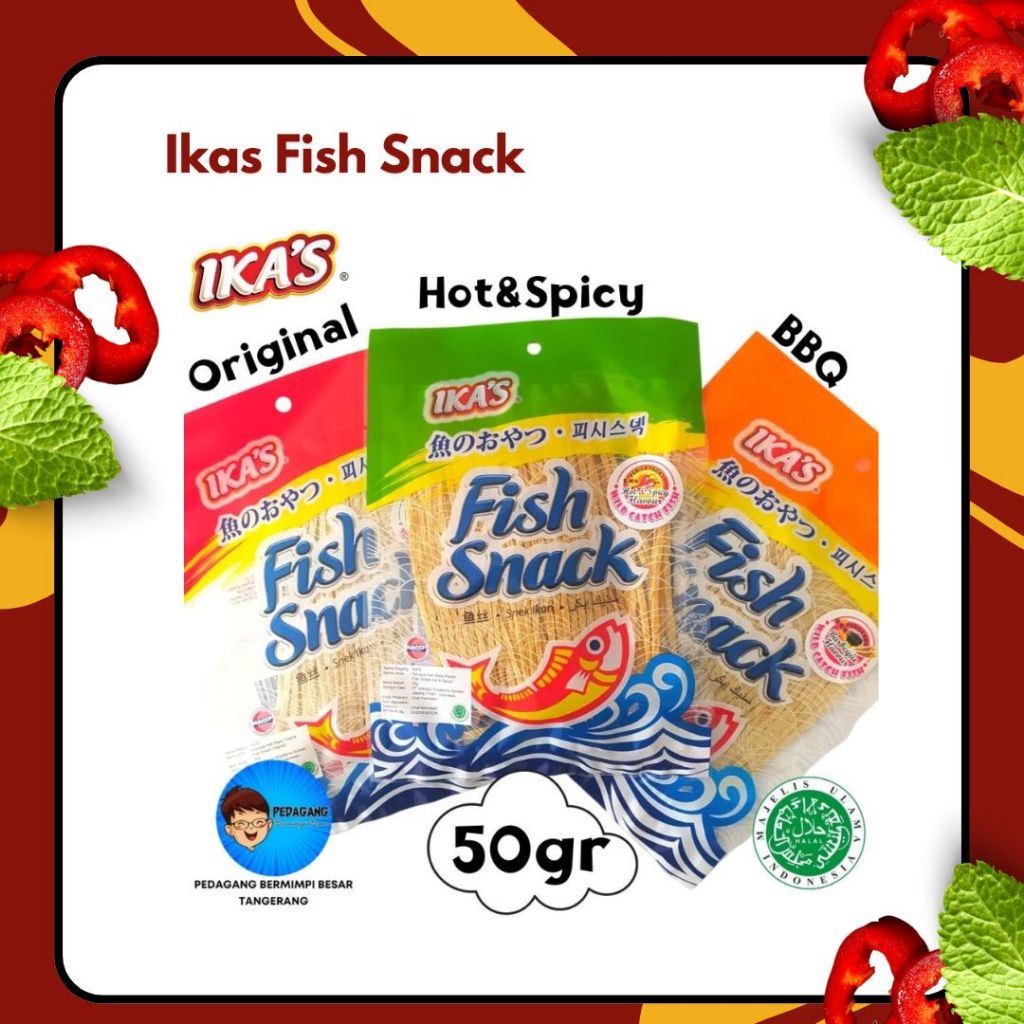 

Ika's FISH SNACK 50gr Original Hot & Spicy BBQ / Ikas Snack Ikan 50 gr