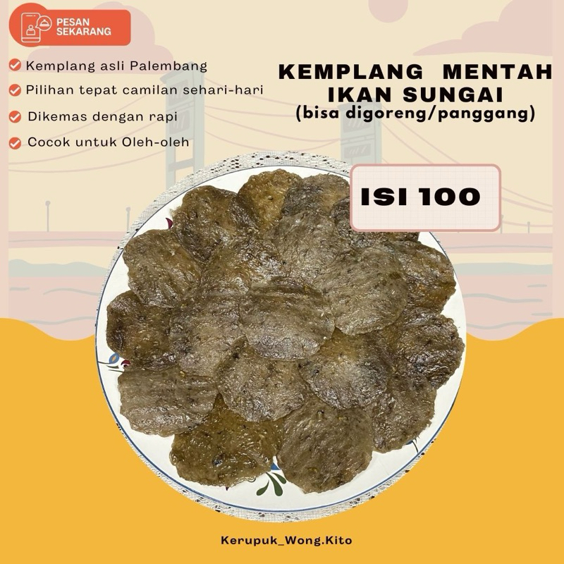 

Kerupuk Kemplang Mentah Ikan Sungai (selip/selep) Isi 100 Asli Palembang