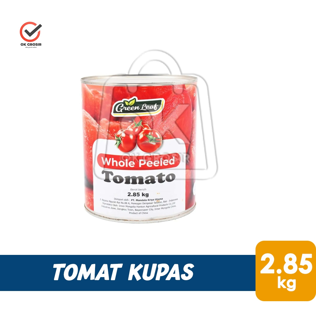 

Tomat Kupas Green Leaf Whole Peeled Tomatoes Cabbed (Kaleng 2,85kg)