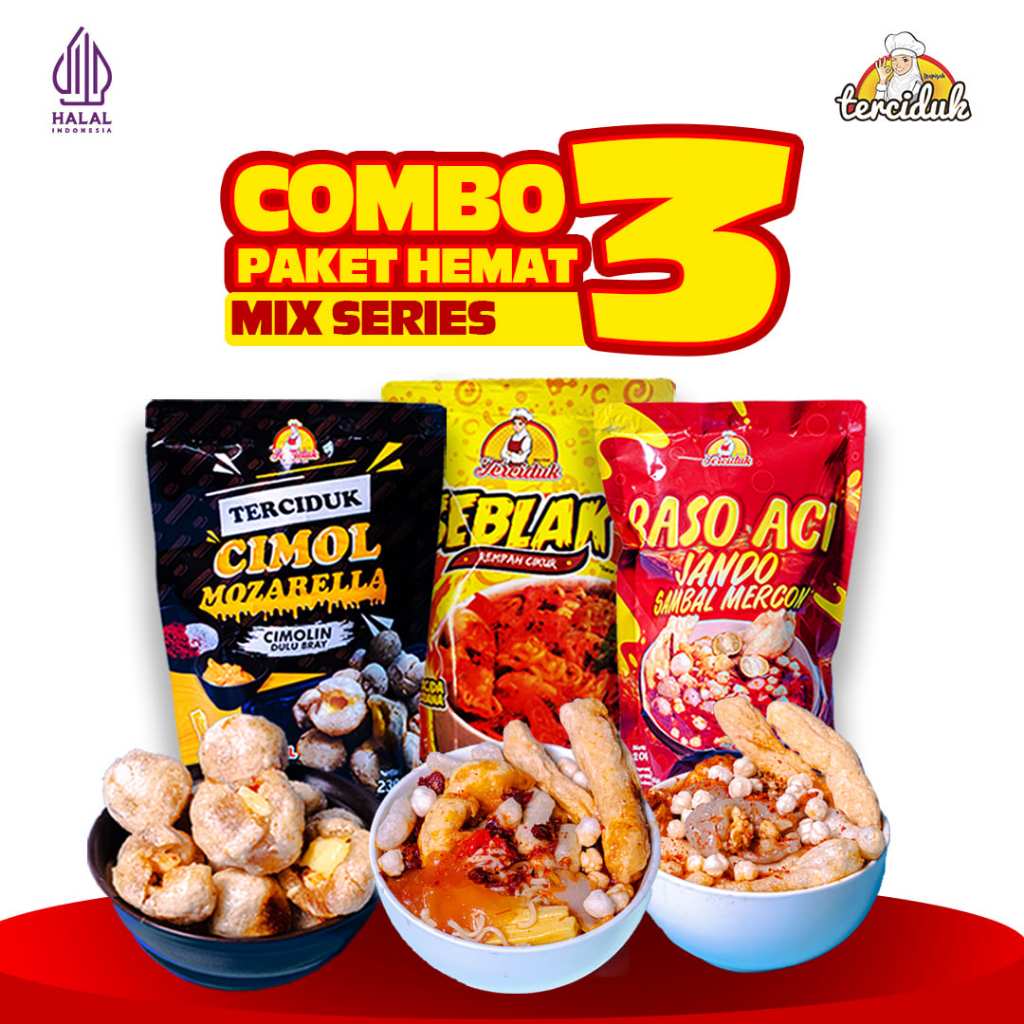 

Paket Bundling Hemat 3 Bungkus - Baso Aci Jando Sambal Mercon + Seblak Kuah Cikur + Cimol Isian Mozarella