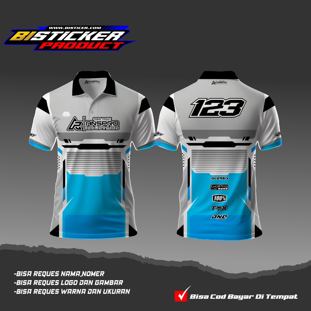 KAOS JERSEY BALAP MOTOR RACING CUSTOM PRINTING (GRATIS GANTI NAMA NOMER)