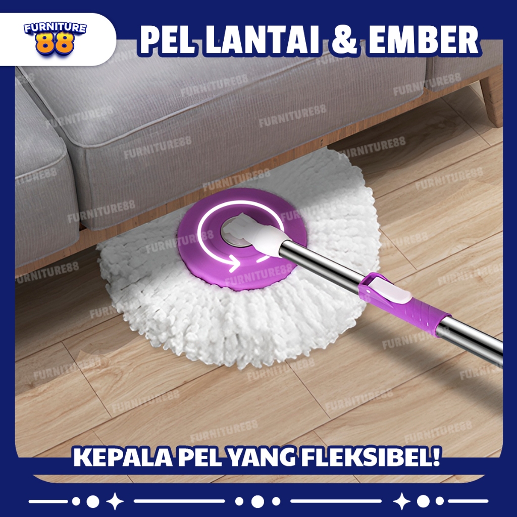 JKL SMop Alat Pel Lantai Set Ember Pengering Putar Rotary Mop Super Mop - Furnitur88