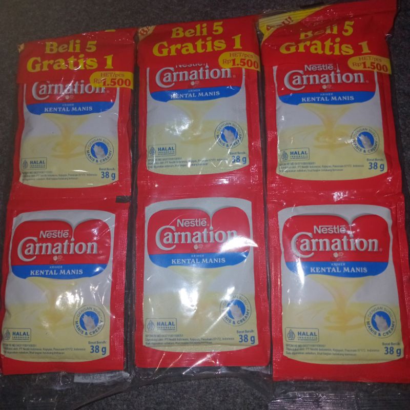 

[per pack] Carnation Nestle Susu Krimer Creamer Kental Manis per pack isi 6 pcs 38 gram