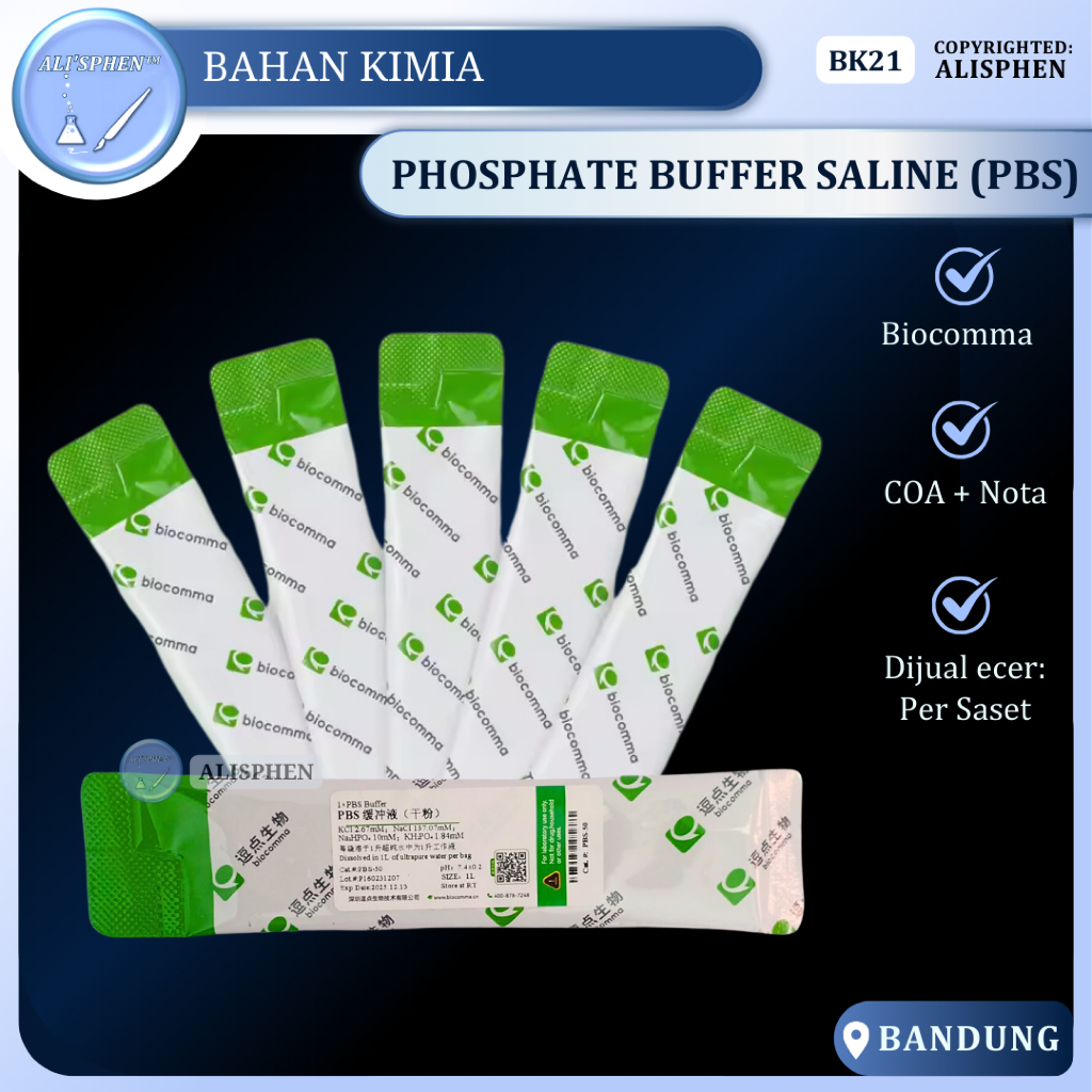 [BK21] PBS Phosphate Buffer Saline bubuk untuk 1 Liter | Biocomma | For Laboratory Use