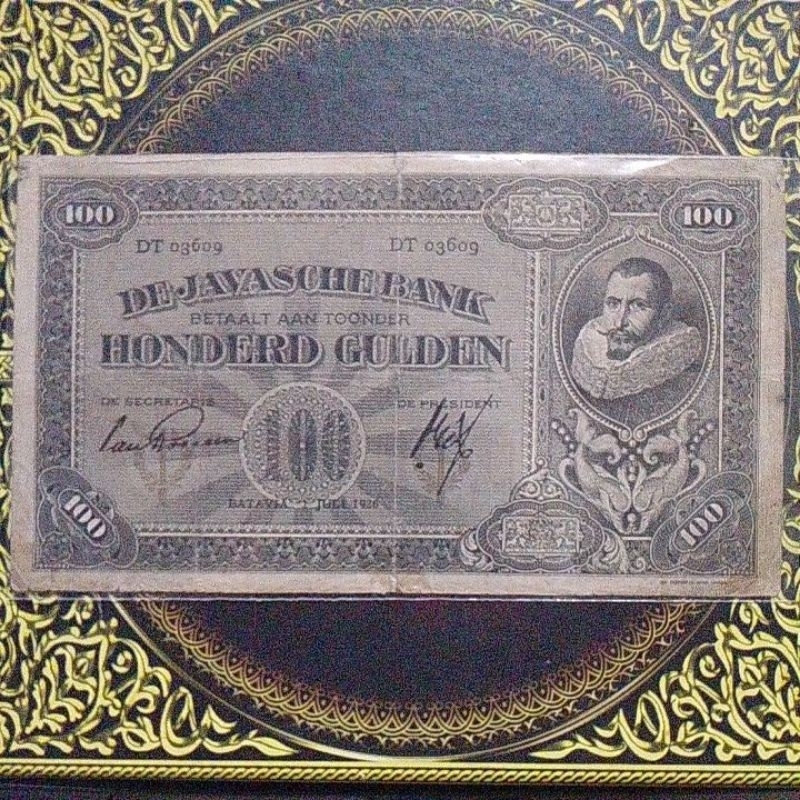 Uang Coen 100 gulden 1926 vf repair