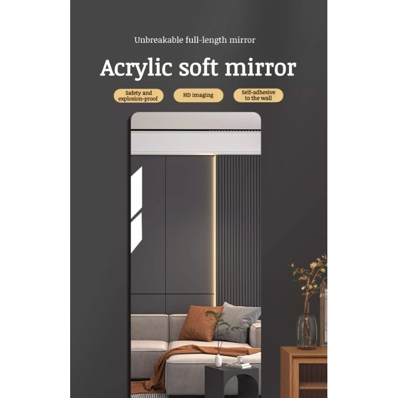 Stiker Cermin Kaca Tempel Dinding Rectangle Akrilik Anti Pecah / Cermin Kaca Tempel Dinding Besar