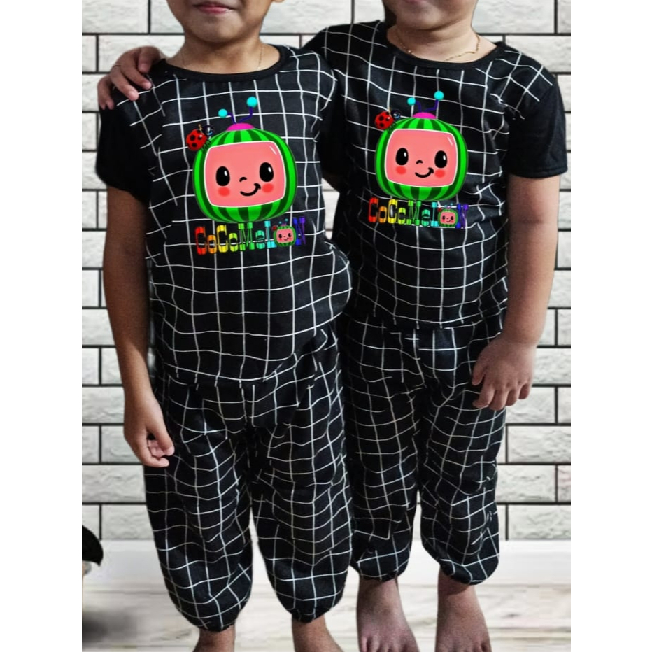 Setelan CP joger plaid anak balita unisex