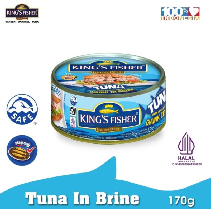

King's Fisher Tuna dalam Air Garam Tuna in Brine Daging Tuna Makanan Kaleng 170 g