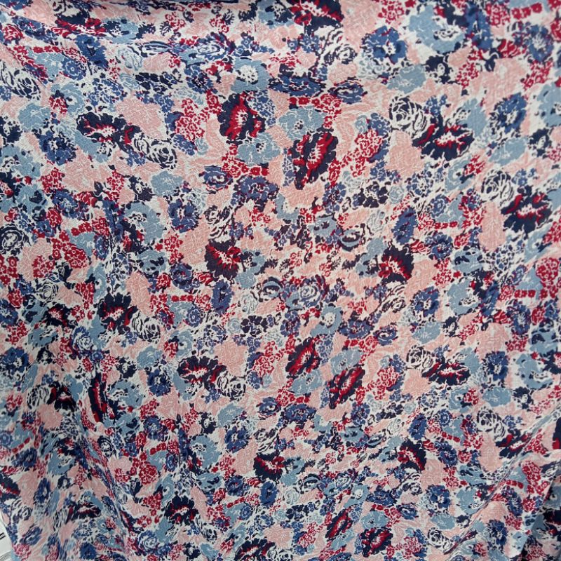 Kain - Kain Crepe Motif - Kain Crepe Crinkle Motif Bunga Import Hq - Kain Zara Crepe - Kain Meteran 
