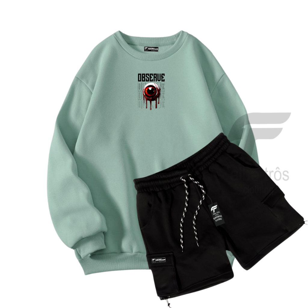 SWEATER CREWNECK OBSERUE ONE SET BOARDSHOT PENDEK PRIA WANITA SWEATER ONE SET OBSERUE CELANA PENDEK