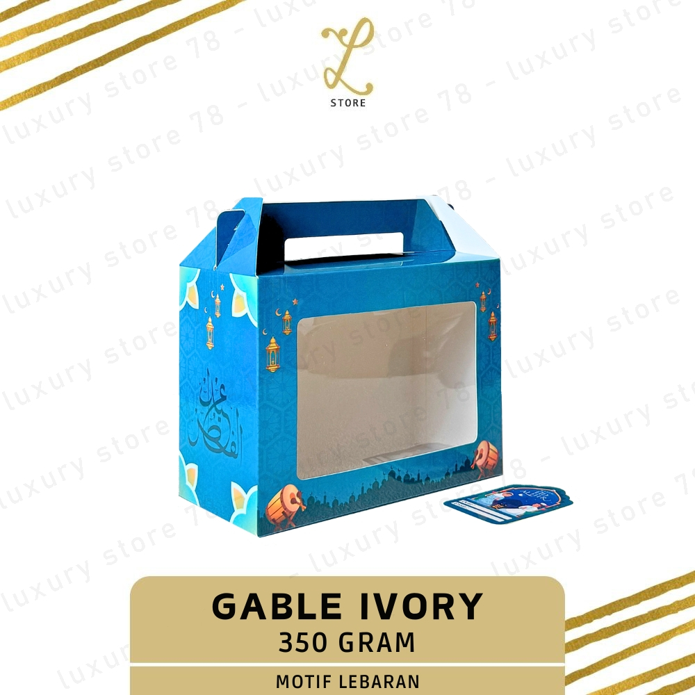 

[19X9X14 CM] (10 pcs) DUS GABLE LEBARAN IVORY 2 TOPLES TABUNG 800ML | Hampers Lebaran - Box Handle Kue Kering Lebaran - Dus Lebaran