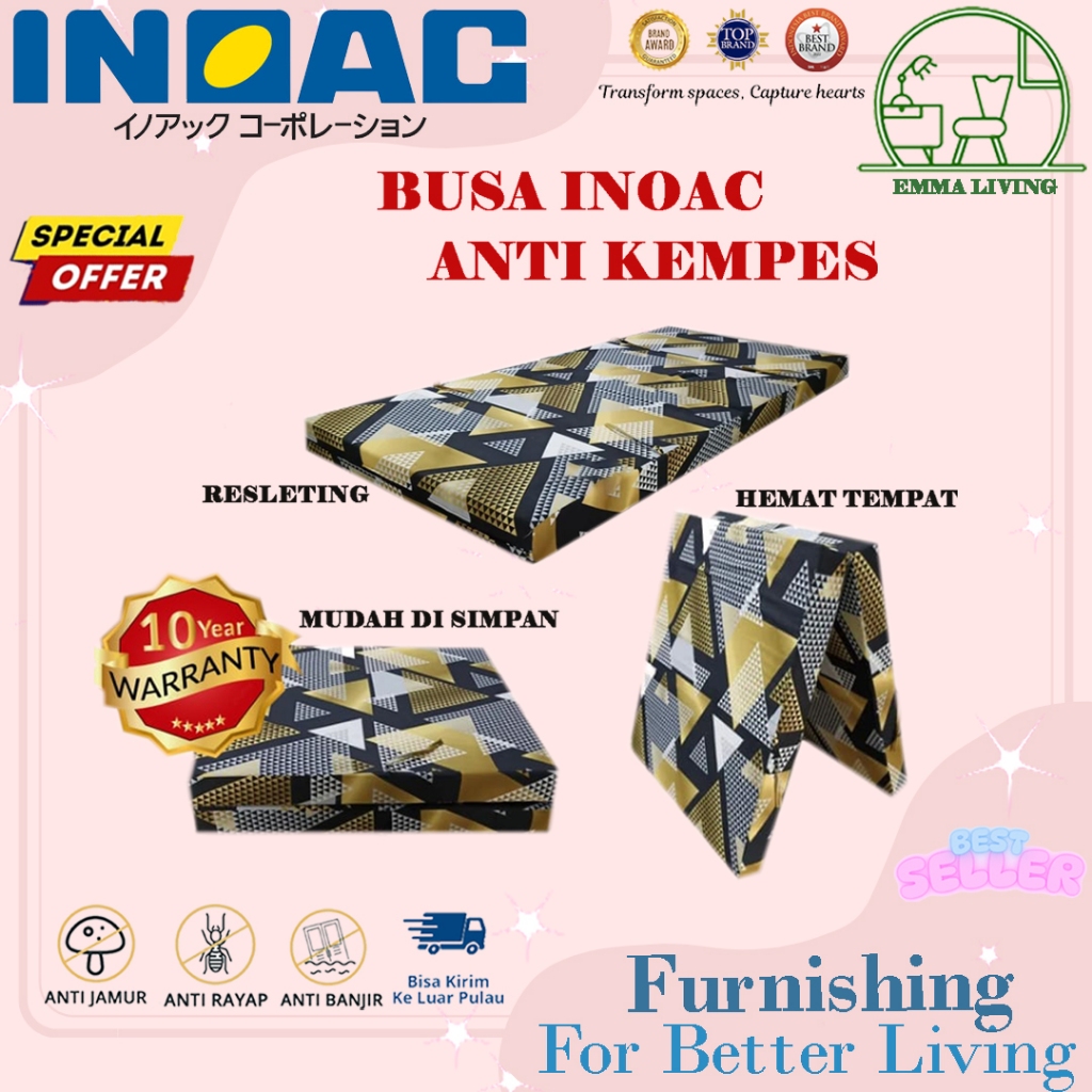INOAC KASUR LIPAT BUSA / KASUR LANTAI INOAC LIPAT 4 ANTI KEMPES GARANSI 5 TAHUN TEBAL 10 CM
