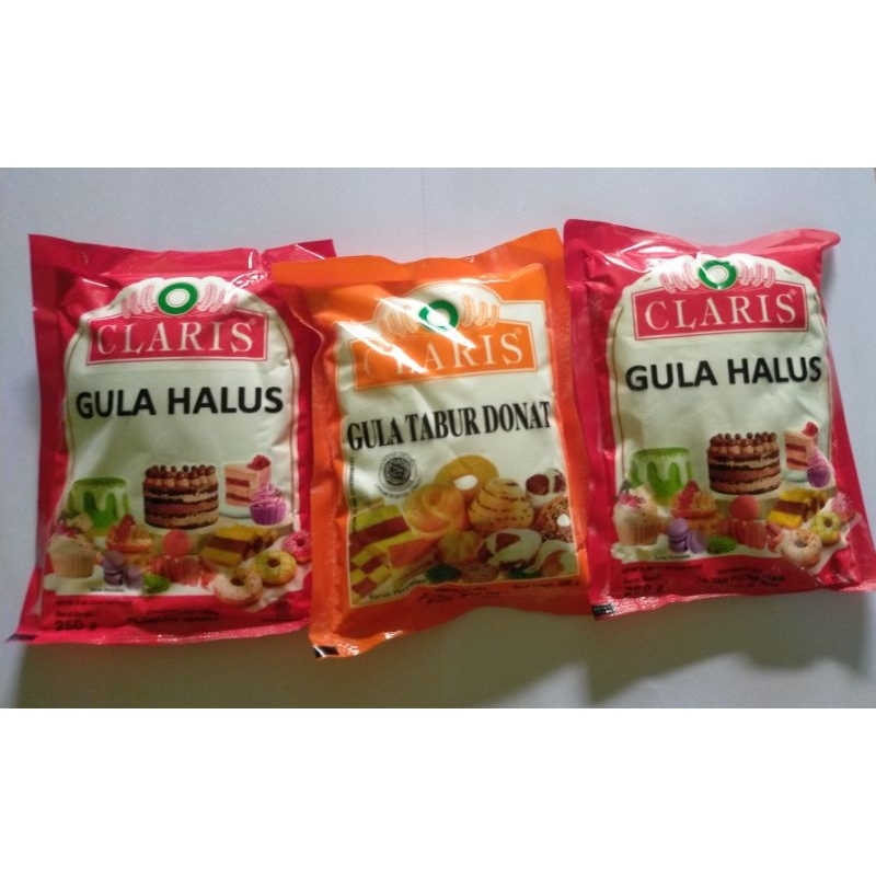 

paket isi 3 Gula Tabur Donat 250 Gram / Gula Halus Claris 250 gram