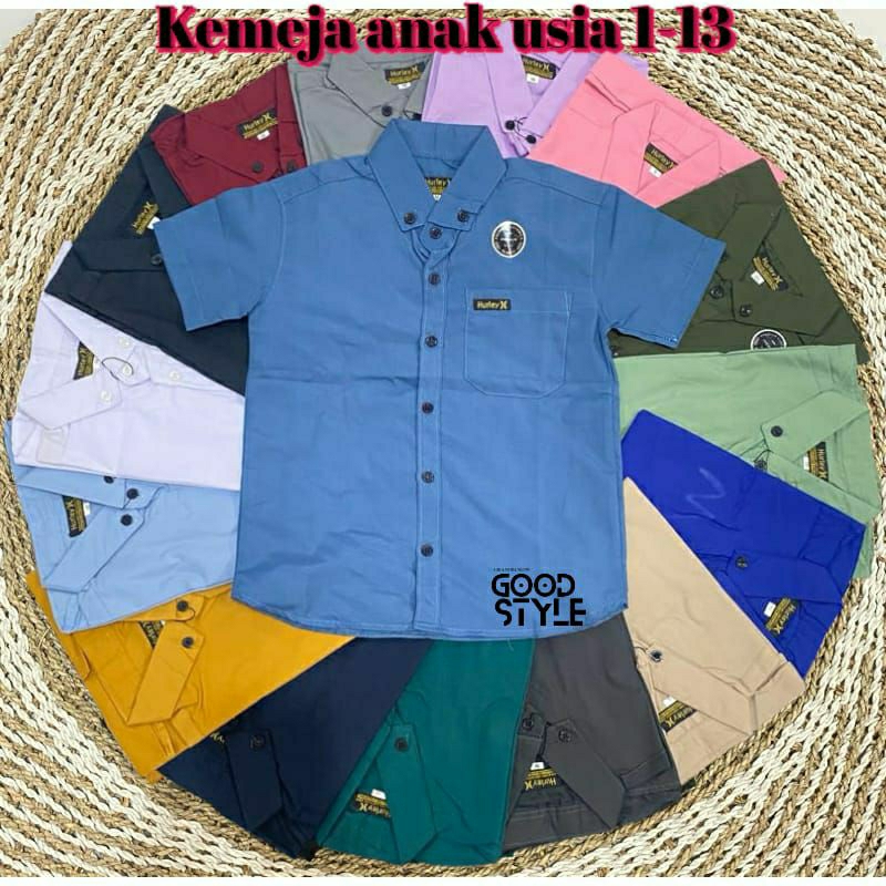 Kemeja Anak Laki Laki usia 1-13 Tahun Hem Polos Anak Cowok Katun