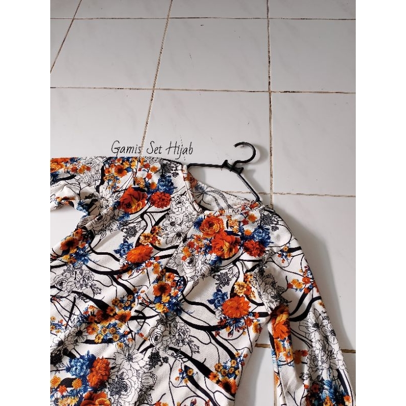 Baju Muslimah Baju Sehari-hari Baju Motif Bunga Baju Muslimah Baju Mewah Gamis Set Kerudung Gamis Lu