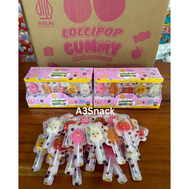 

lollipop gummy permen lunak gummy aneka rasa buah 1 pack isi 30