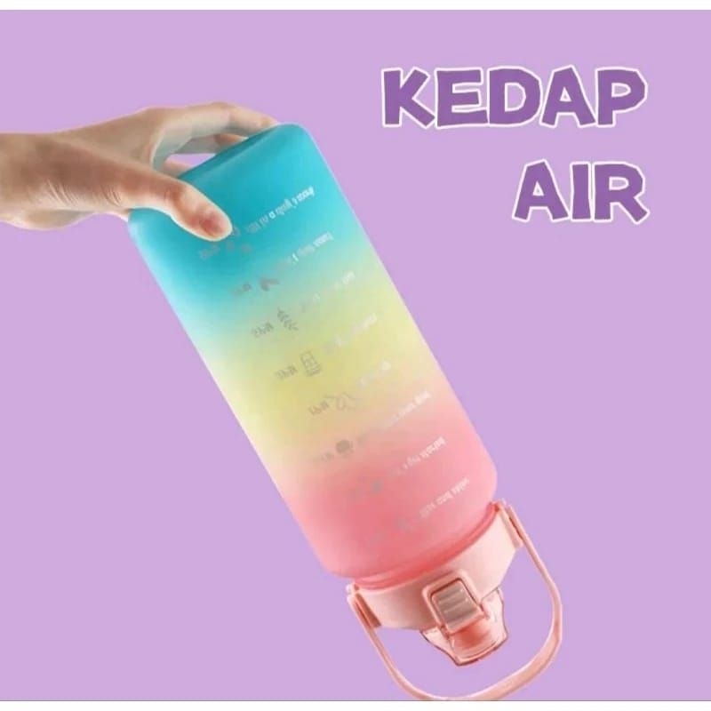 Botol Minum Viral 3in1 Free Stiker 2Liter Ready Pink,Tosca,biru,hitam,ungu