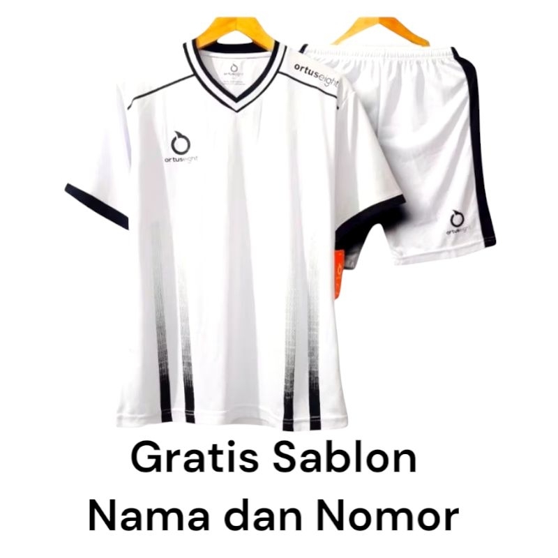 Ortuseight Jersey Futsal Volly Badminton Pria dan Wanita Putih Gratis Sablon Nama dan Nomor