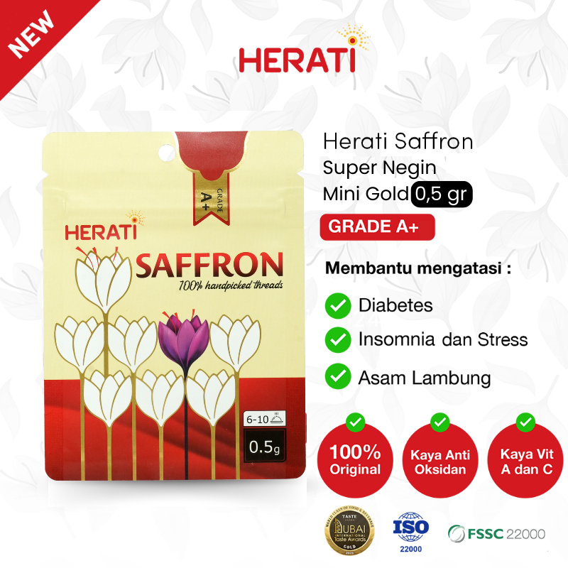 

Herati Saffron Afghanistan I Safron Super Negin Mini Gold 0,5 gr Bunga Saffron Grade A+ Premium Asli 100% Original