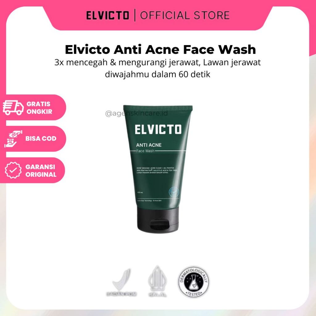 Elvicto Acne Fight Face Wash Men Sabun Wajah Pria Berjerawat Facial Wash Elvicto Sabun Cuci Muka