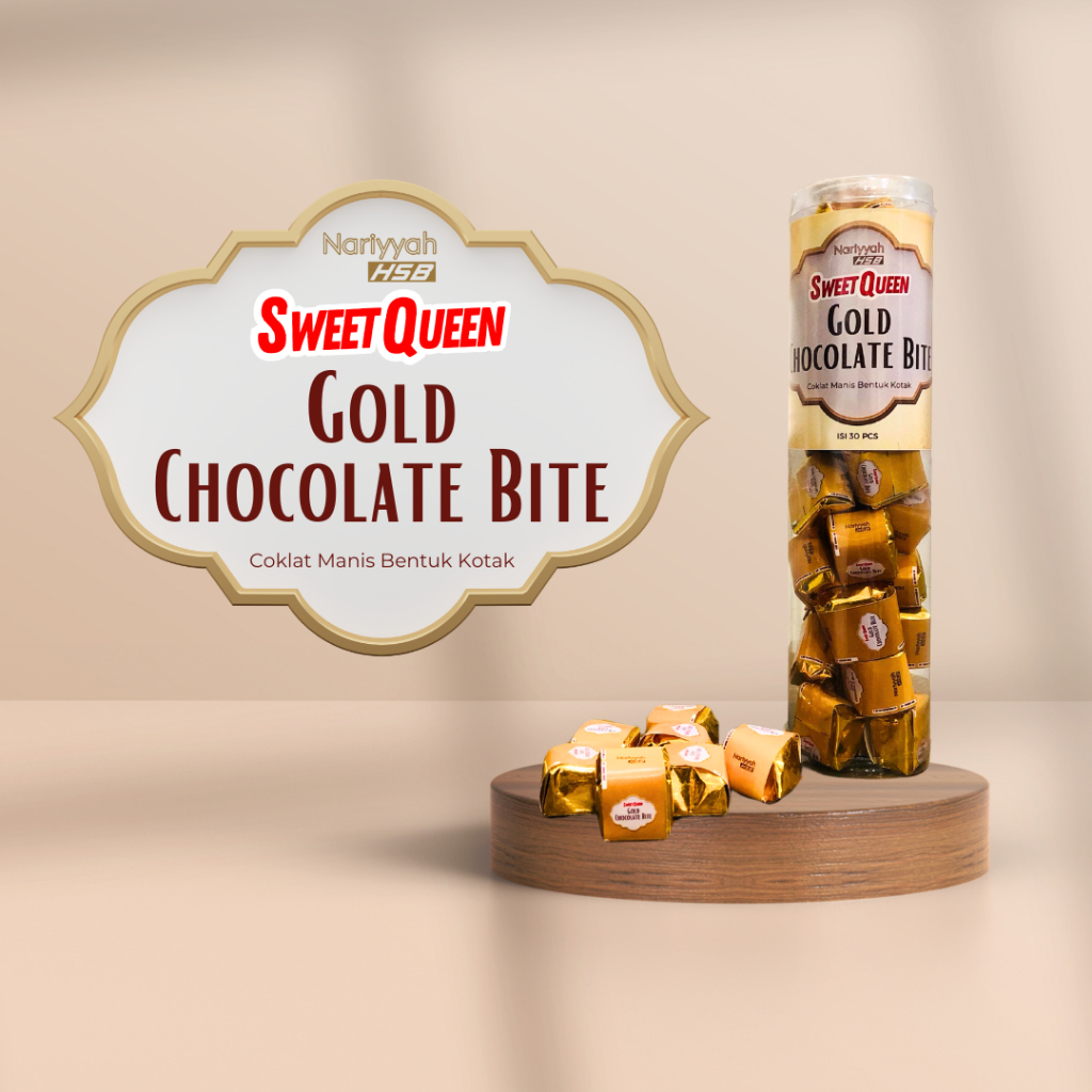 

Nariyyah HSB - SweetQueen Gold Chocolate Bite | Milk Chocolate Premium isi 30 PCS
