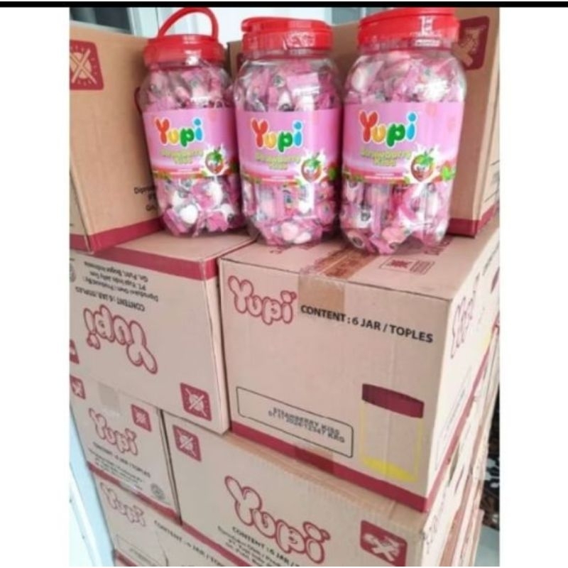 

[330gr]S113 I YUPI kemasan toples/permen yupi strawberry kiss/YUPI jar 300gr